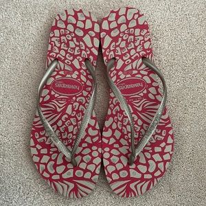 Red and Silver Havaianas
